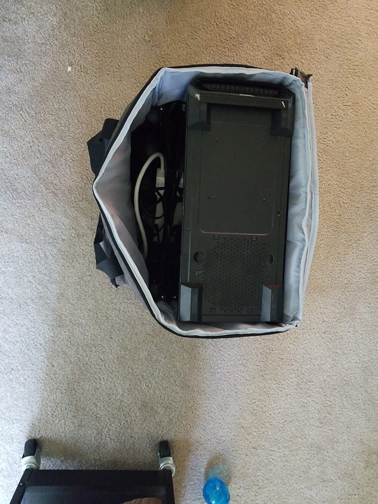 CURMIO Double-Layer PC Carrying Case, Desktop Computer Travel Bag for PC Chassis, Keyboard, Mouse and Headphone, Bag Only, Black customer photo 1