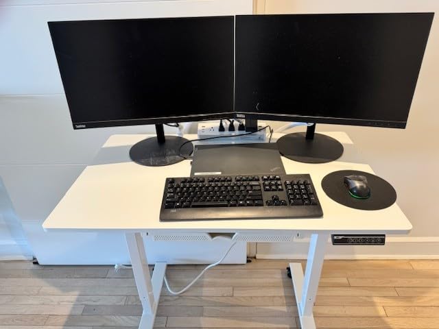 SHW 40-Inch Mobile Electric Height Adjustable Sit to Stand Desk with Drawer, Hanging Hooks and Cable Management, Black customer photo 1