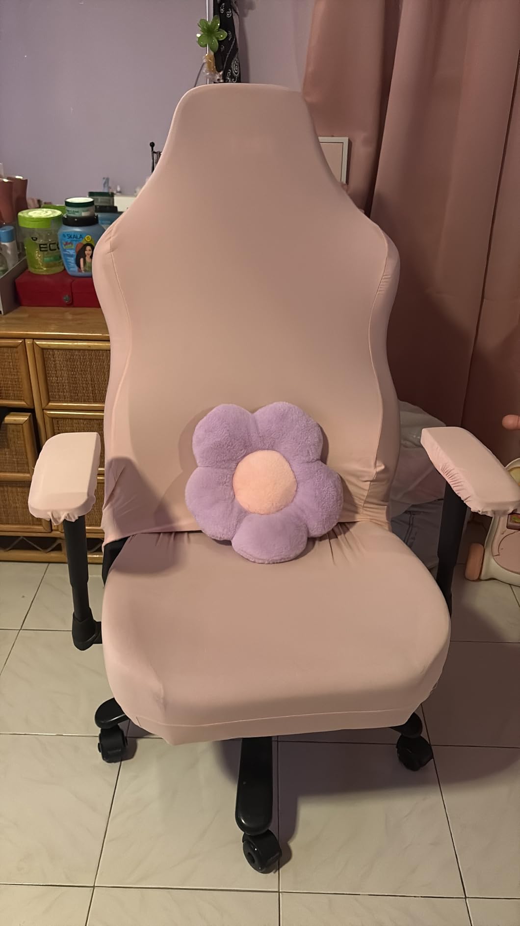 WOMACO Gaming Chair Slipcover Stretch Seat Chair Cover for Leather Computer Reclining Racing Ruffled Gamer Chair Protector customer photo 1