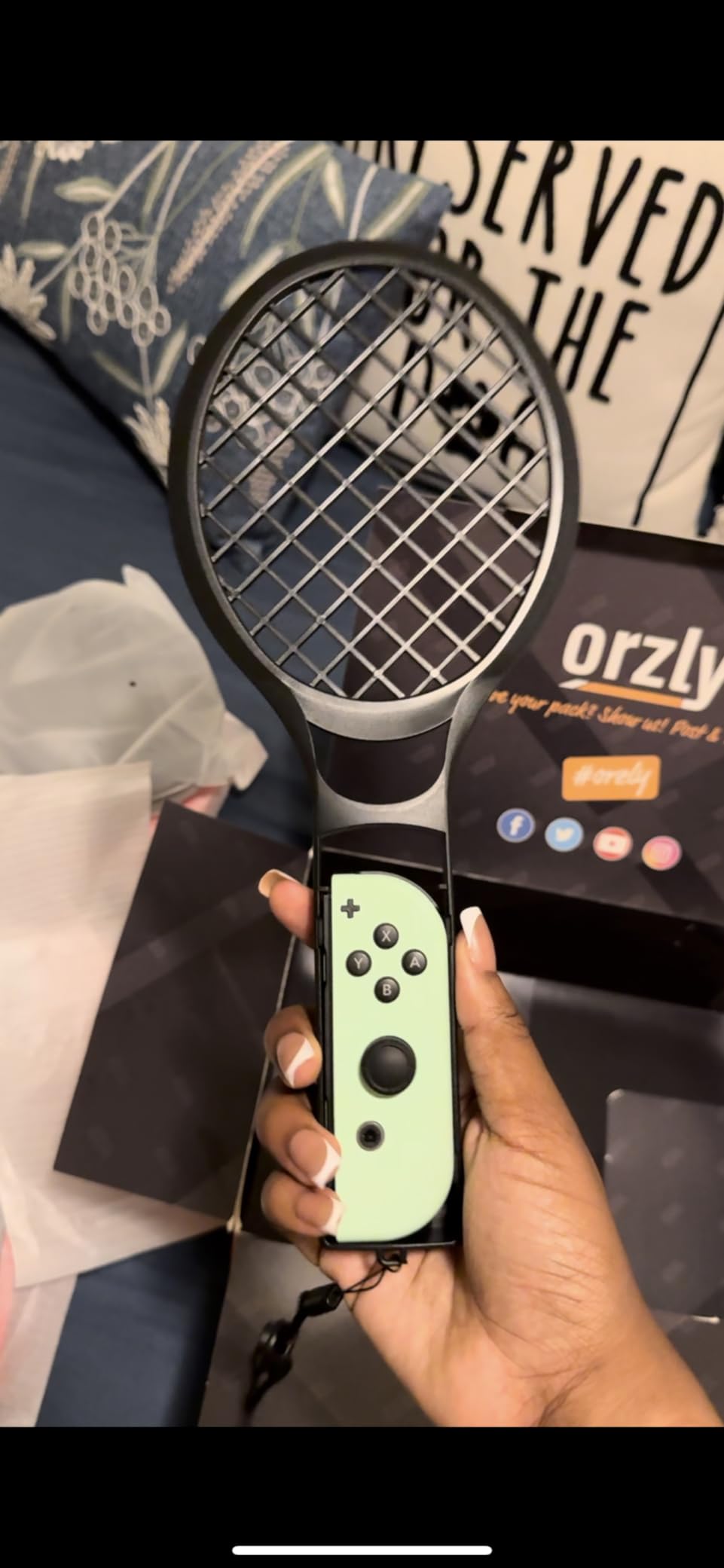 Orzly Sports Family Party Pack Accessories Bundle for Nintendo Switch and OLED Console Games with Tennis Badminton Rackets, Controller Grips, Wheels & Wrist Dance Bands customer photo 2