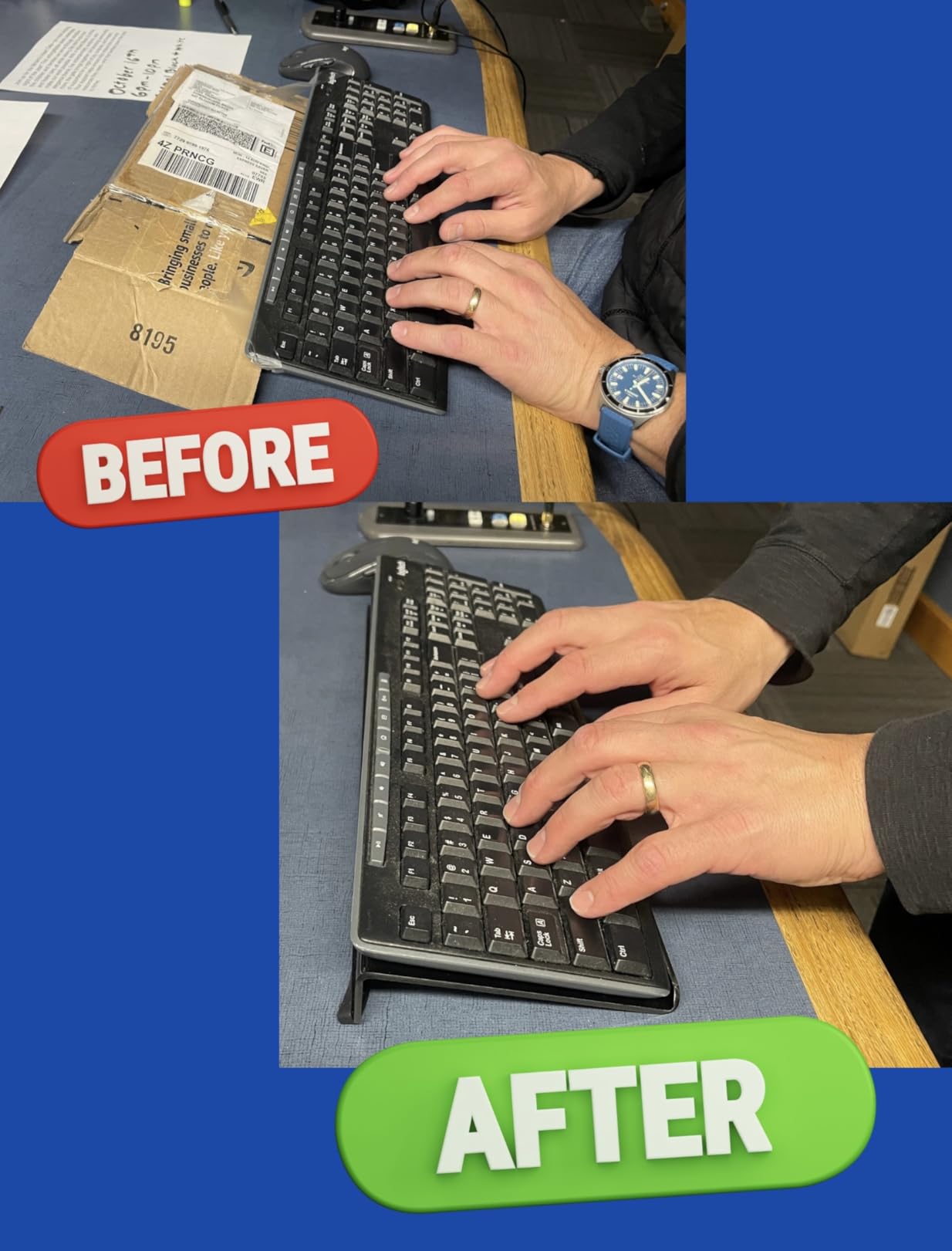 Acrylic Tilted Computer Keyboard Stand for Ergonomic Typing, Keyboard Tray Holder with Silicone Non-Slip Case, Black customer photo 1