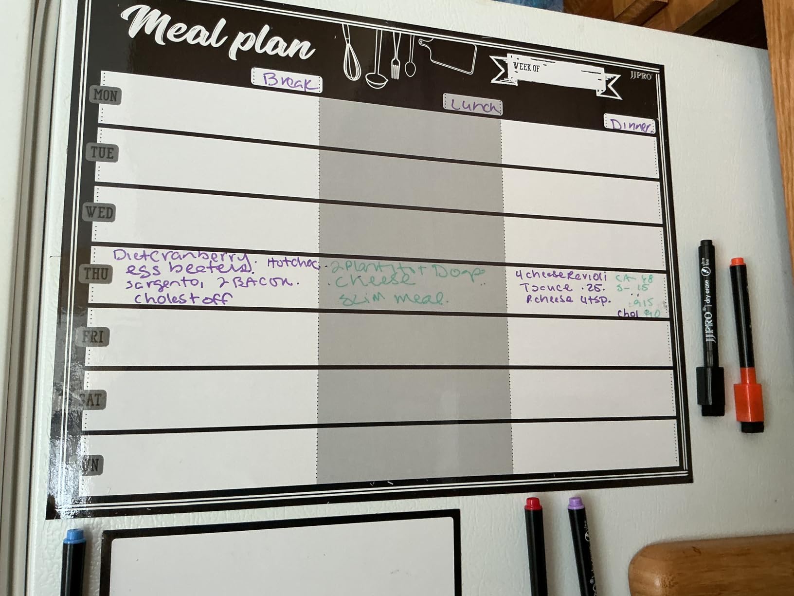 JJPRO Magnetic Dry Erase Meal Planning Whiteboard for Refrigerator-One 14.5x11 Weekly Menu Board and Two Notes Whiteboard for Kitchen Fridge-Refrigerator Organizer with Meal Planner Boards customer photo 1