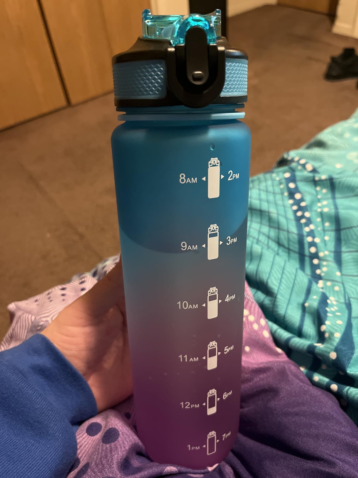 EYQ 32 oz Water Bottle with Time Marker, Carry Strap, Leak-Proof Tritan BPA-Free, Ensure You Drink Enough Water for Fitness, Gym, Camping, Outdoor Sports customer photo 1