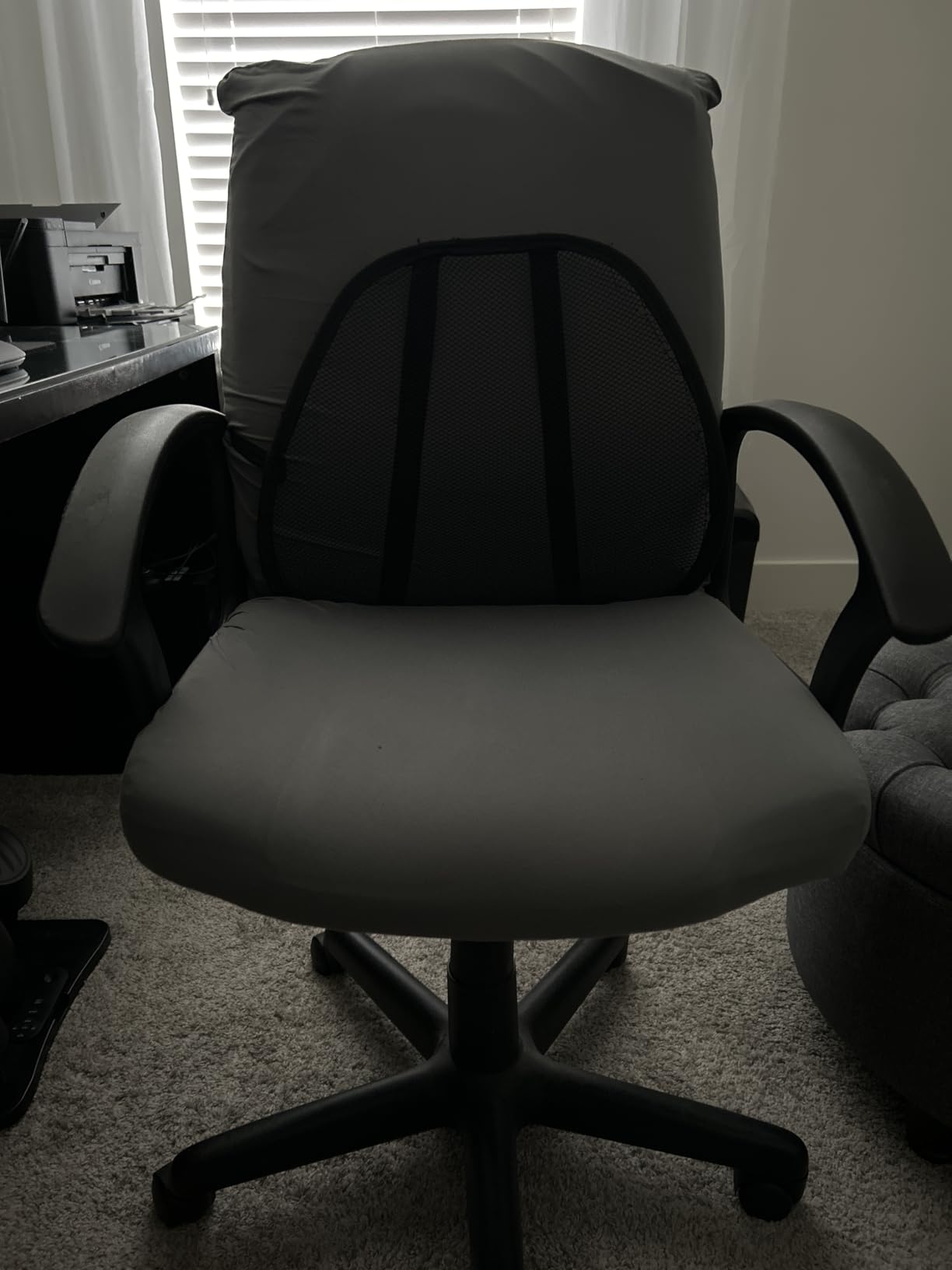 Water Resistant Stretch Computer Office Chair Cover with Durable Zipper Universal Washable Removable Spandex Rotating Boss Chair Slipcovers Anti-dust Soft Desk Chair Seat Protector for Dogs Cats Pets customer photo 2