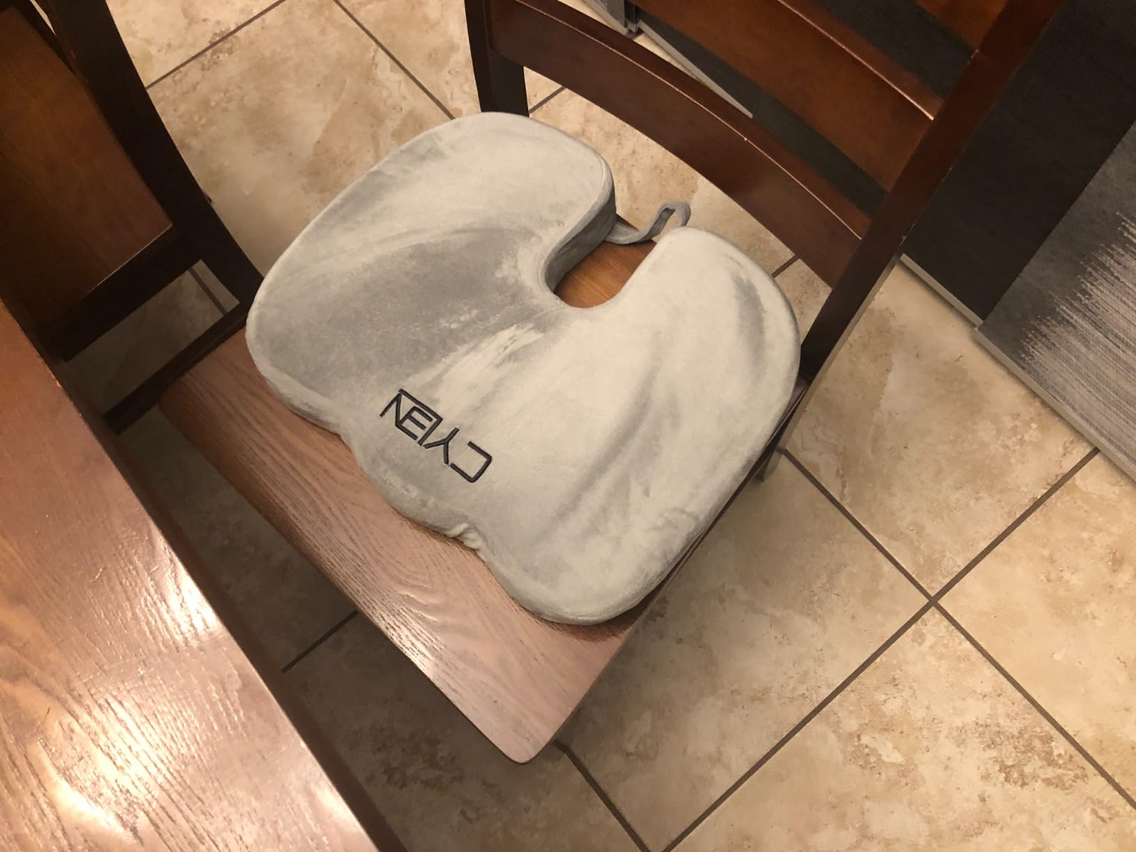 CYLEN Home Office Seat Cushion - Comfort Memory Foam Chair Cushion with Cooling Gel Infused for Tailbone, Coccyx, Back & Sciatica Pain Relief (Grey) customer photo 1