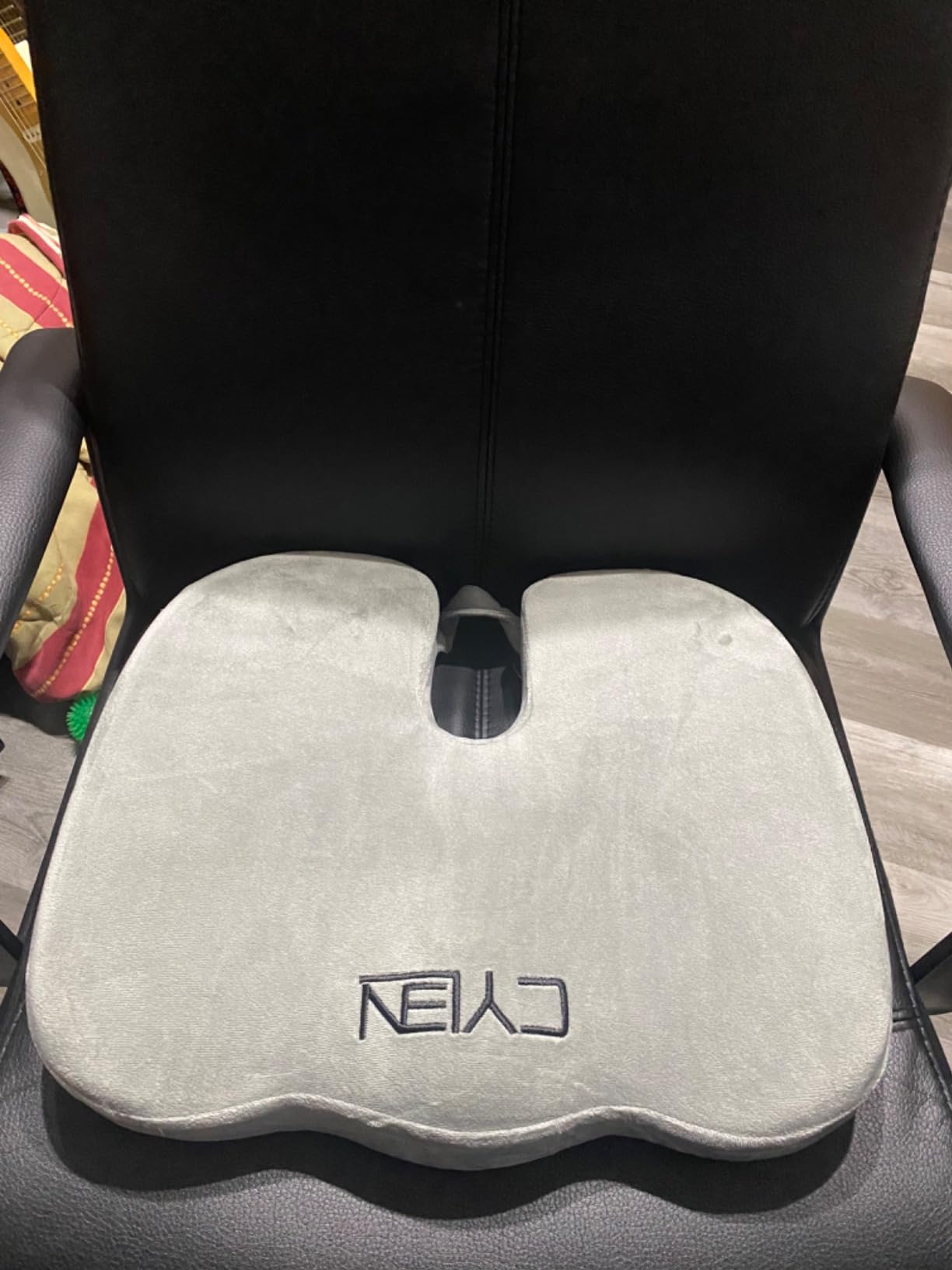 CYLEN Home Office Seat Cushion - Comfort Memory Foam Chair Cushion with Cooling Gel Infused for Tailbone, Coccyx, Back & Sciatica Pain Relief (Grey) customer photo 2