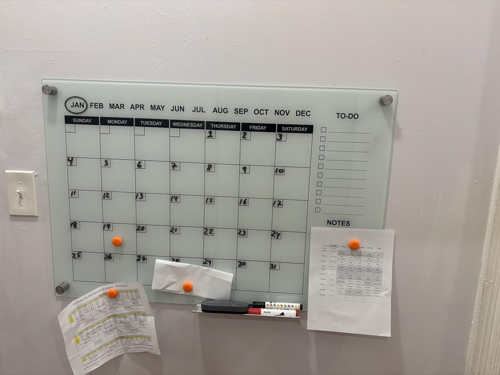 TSJ OFFICE Glass Dry-Erase Board - 36 x 24 Inches Wall Mounted Whiteboard with Magnetism, Large Frameless Glass White Board for Office, Home & School customer photo 1