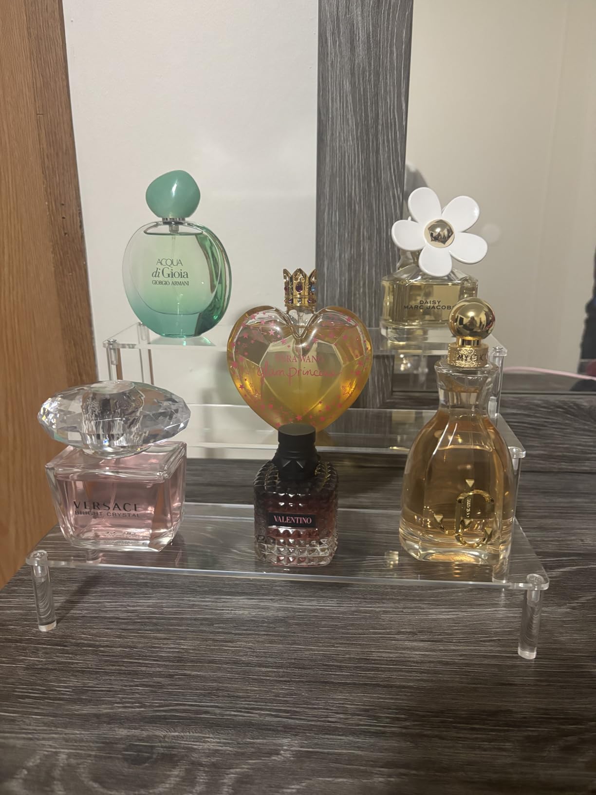 AZEAM Acrylic Riser,Clear Display Risers Stand Perfume Organizer Cologne Acrylic Shelves 3 Tiered Cupcake Shelf for Amiibo Funko POP Figures Food Desserts Holder Collection Cosmetic Vendor Product customer photo 1