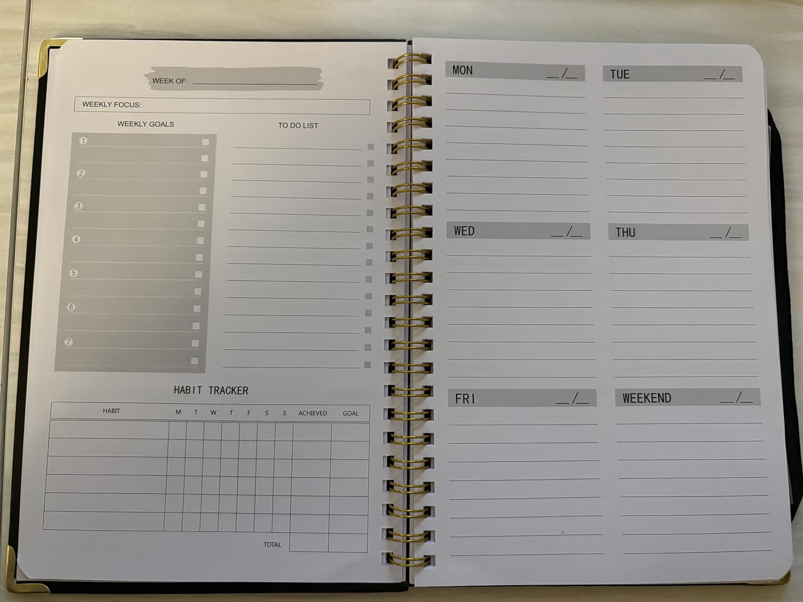 Undated Weekly Planner- Weekly Goals Notebook, A5 To Do List Planner, Habit Tracker Journal with Spiral Binding, 5.7 x 8.0 inches customer photo 1