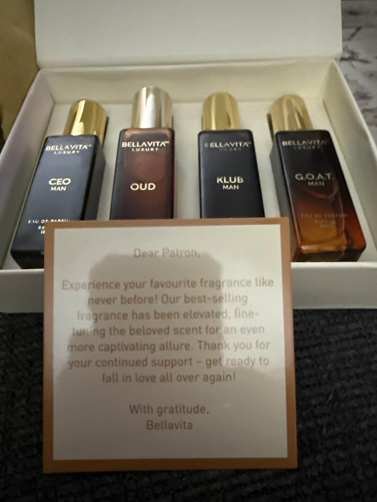 Bella Vita Luxury Long Lasting Perfume Gift Set for Man | 4x20ml | Gifts for Men | Woody, Citrusy, Oud, Premium Fragrance Scent | KLUB, OUD, CEO, G.O.A.T | Best gift for Valentine's Day customer photo 1