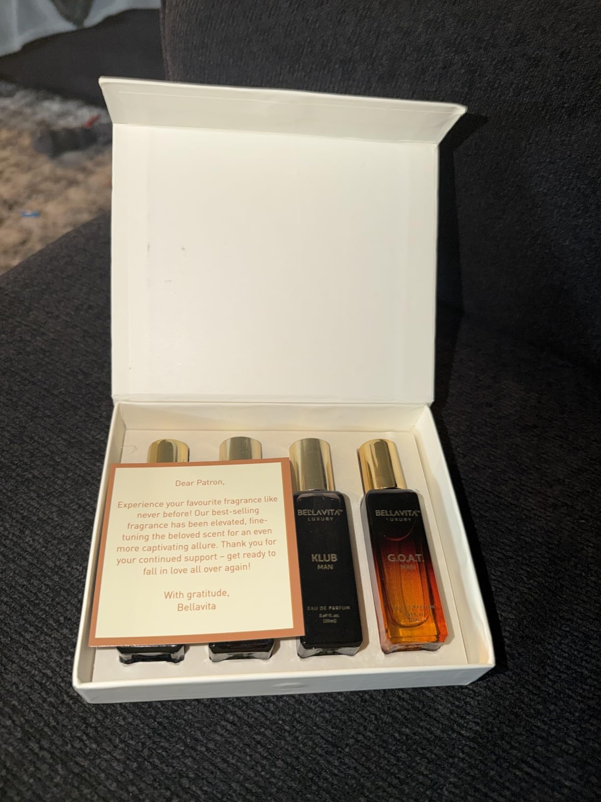 Bella Vita Luxury Long Lasting Perfume Gift Set for Man | 4x20ml | Gifts for Men | Woody, Citrusy, Oud, Premium Fragrance Scent | KLUB, OUD, CEO, G.O.A.T | Best gift for Valentine's Day customer photo 2