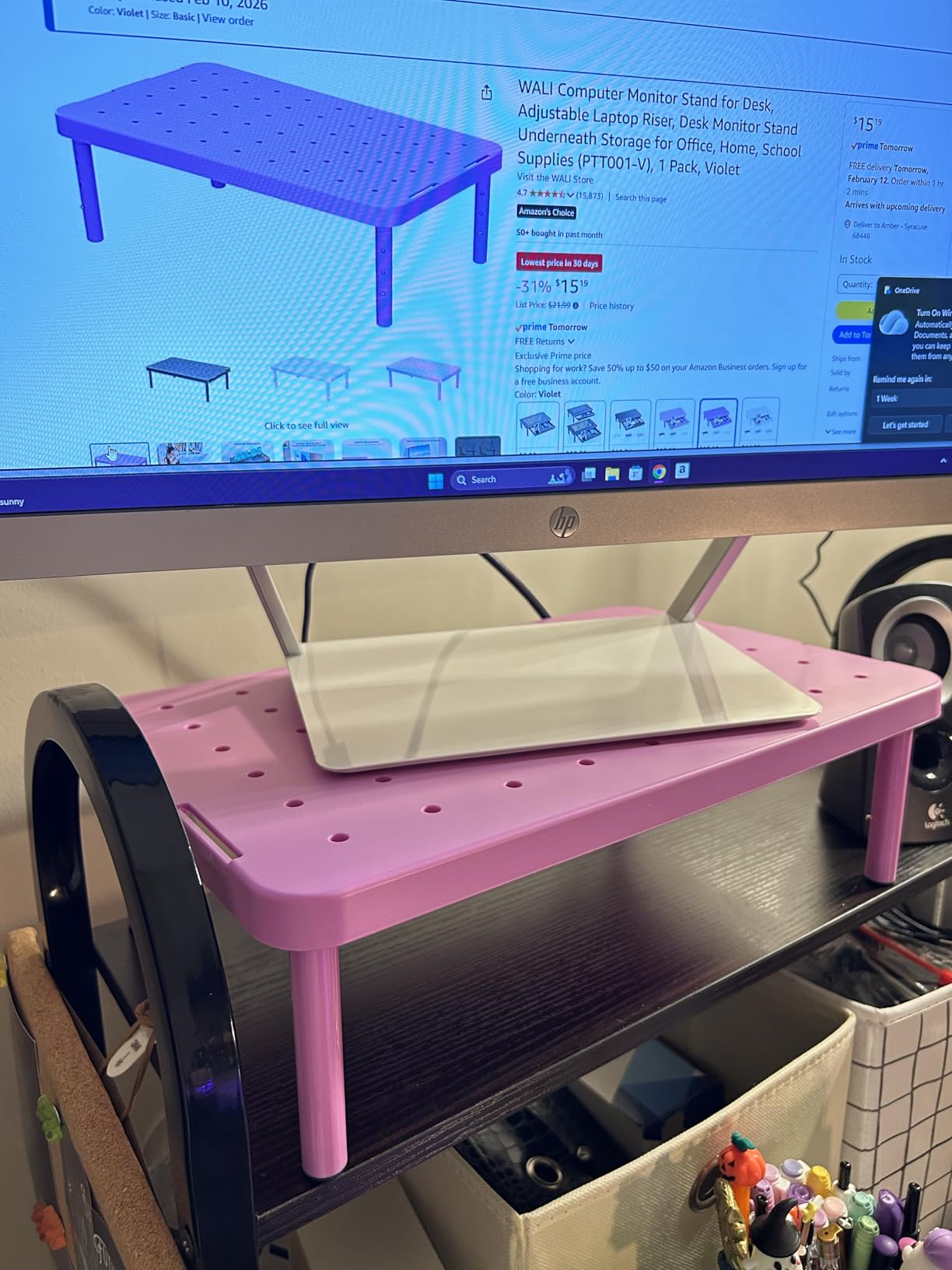WALI Computer Monitor Stand for Desk, Adjustable Laptop Riser, up to 44 lbs | Monitor Riser Under-Desk Storage, Fits Monitors, Laptops, Printers, for Home, Office, School Supplies (STT003), Black customer photo 2