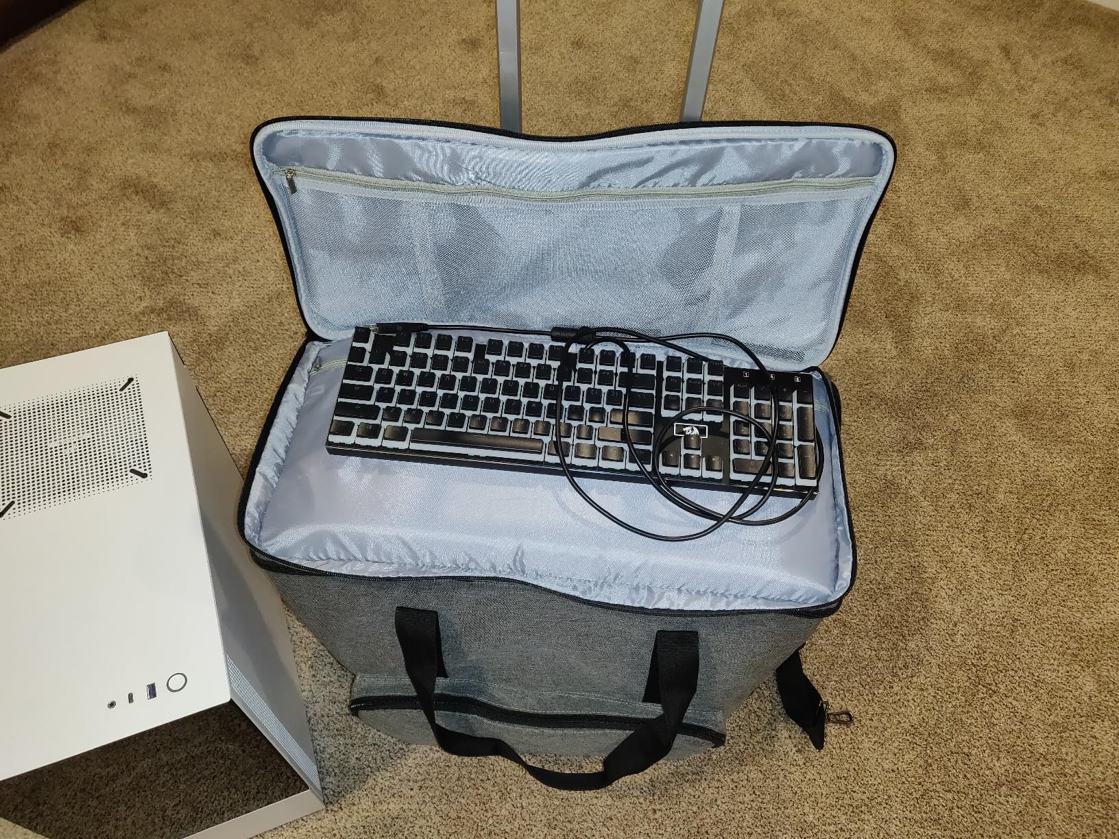 CURMIO PC Carrying Case on Wheels, Desktop Travel Bag with Detachable Trolley for PC Tower, Keyboard and Mouse, Gray (Bag Only, Patented Design) customer photo 2