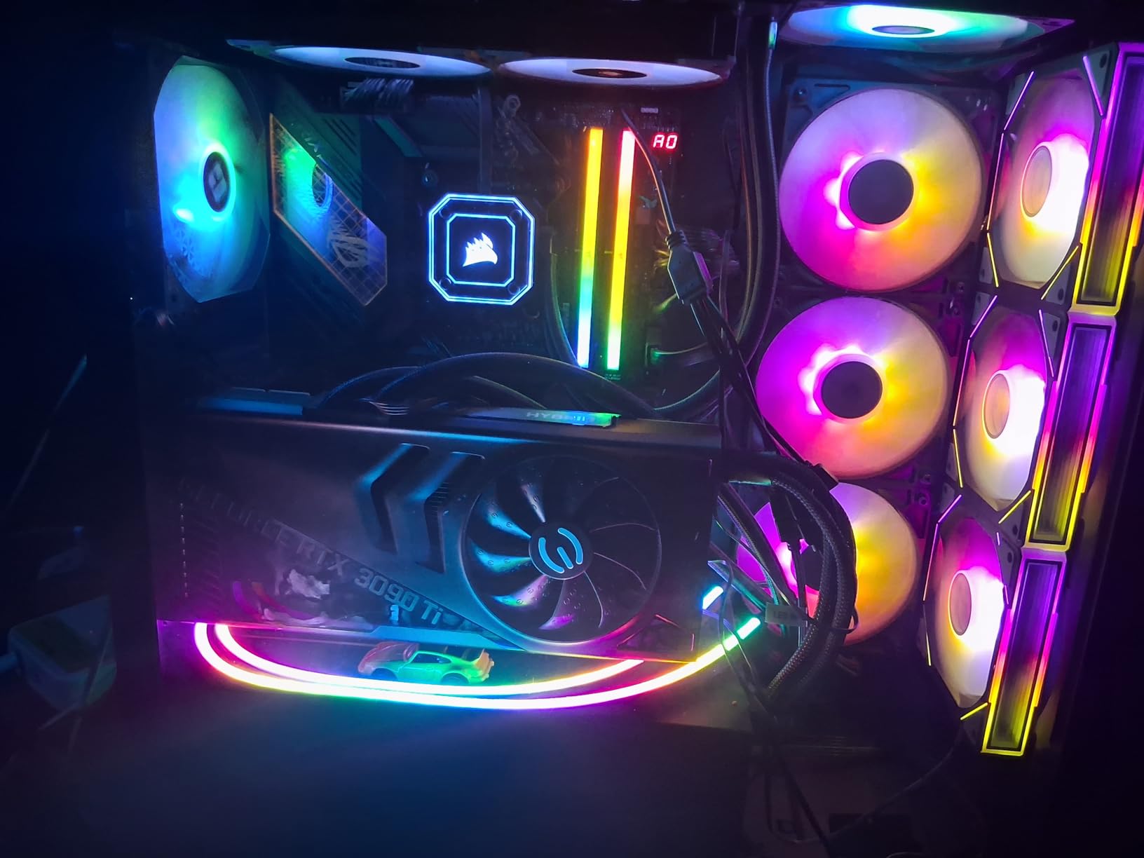 NEON Addressable RGB PC LED Strip, 2x15.7inch WS2812 RGB Rainbow Magnetic ARGB Strip for 5V 3-pin Aura SYNC, Gigabyte RGB Fusion, MSI Mystic Light Sync customer photo 1