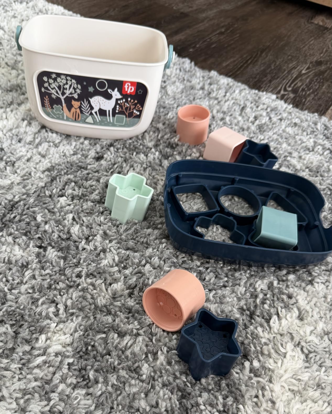 Fisher-Price Stacking Toy Baby's First Blocks Set of 10 Shapes for Sorting Play for Infants Ages 6+ Months, Navy Fawn (Amazon Exclusive) customer photo 1