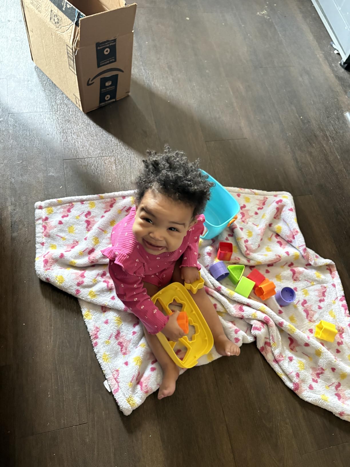 Fisher-Price Stacking Toy Baby's First Blocks Set of 10 Shapes for Sorting Play for Infants Ages 6+ Months, Navy Fawn (Amazon Exclusive) customer photo 2