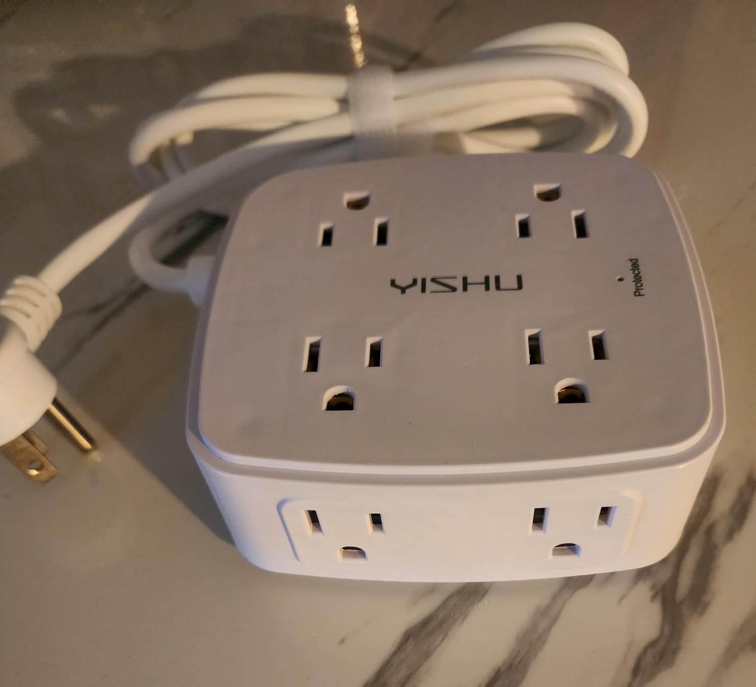 6 Ft Surge Protector Power Strip - 8 Widely Outlets with 4 USB Ports, 3 Side Outlet Extender with 6 Feet Extension Cord, Flat Plug, Wall Mount, Desk USB Charging Station, ETL,White customer photo 2