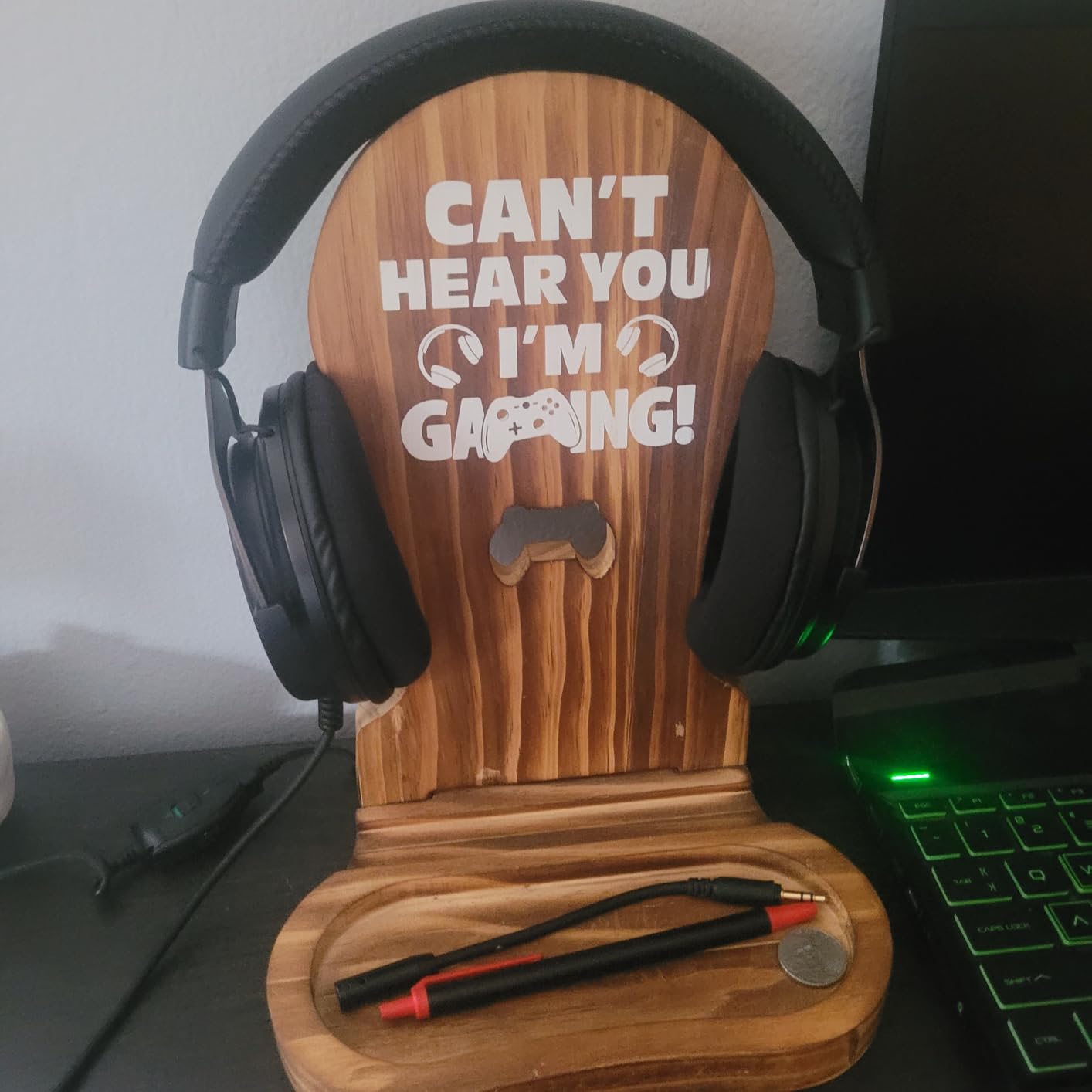Slothoem-Gamer Gifts for Boy Girl Easter Birthday, Gamer Room Decor for Brother, Gaming Gifts for Dad, Boyfriend, Son, Husband, Easter Basket Stuffers, Gamer Room Accessories, Wooden Headset Stand customer photo 2