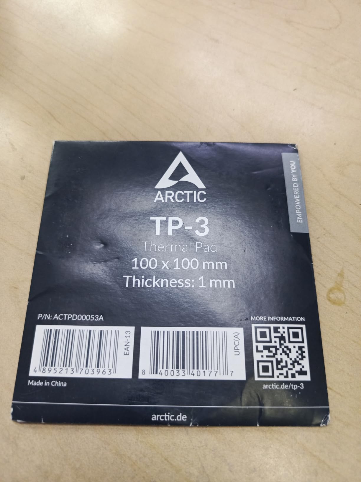 ARCTIC TP-3: Premium Performance Thermal Pad, 100 x 100 x 1.0 mm (Stackable to 2.0 mm Without Performance Loss), 1 Piece customer photo 1