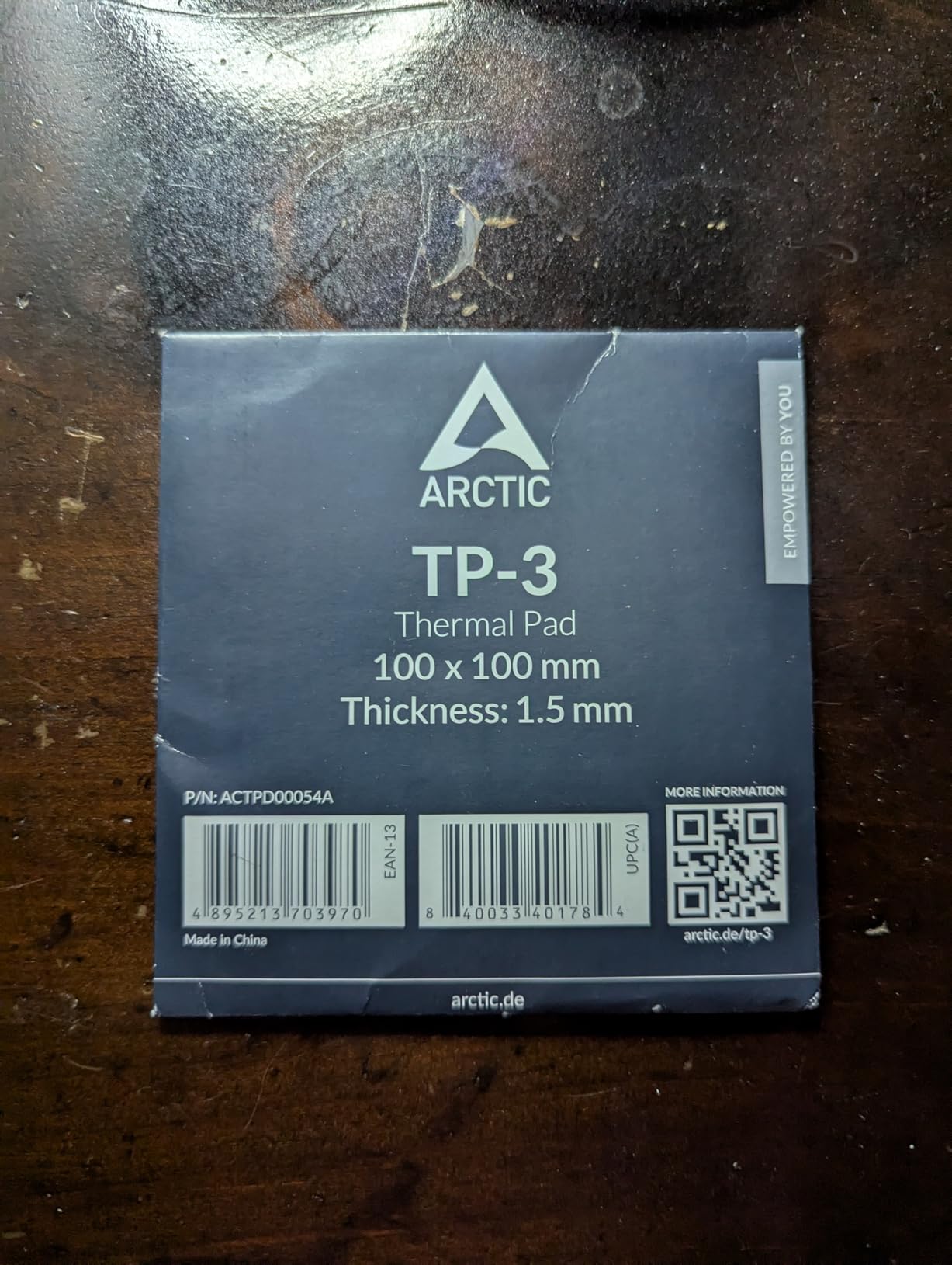 ARCTIC TP-3: Premium Performance Thermal Pad, 100 x 100 x 1.0 mm (Stackable to 2.0 mm Without Performance Loss), 1 Piece customer photo 2