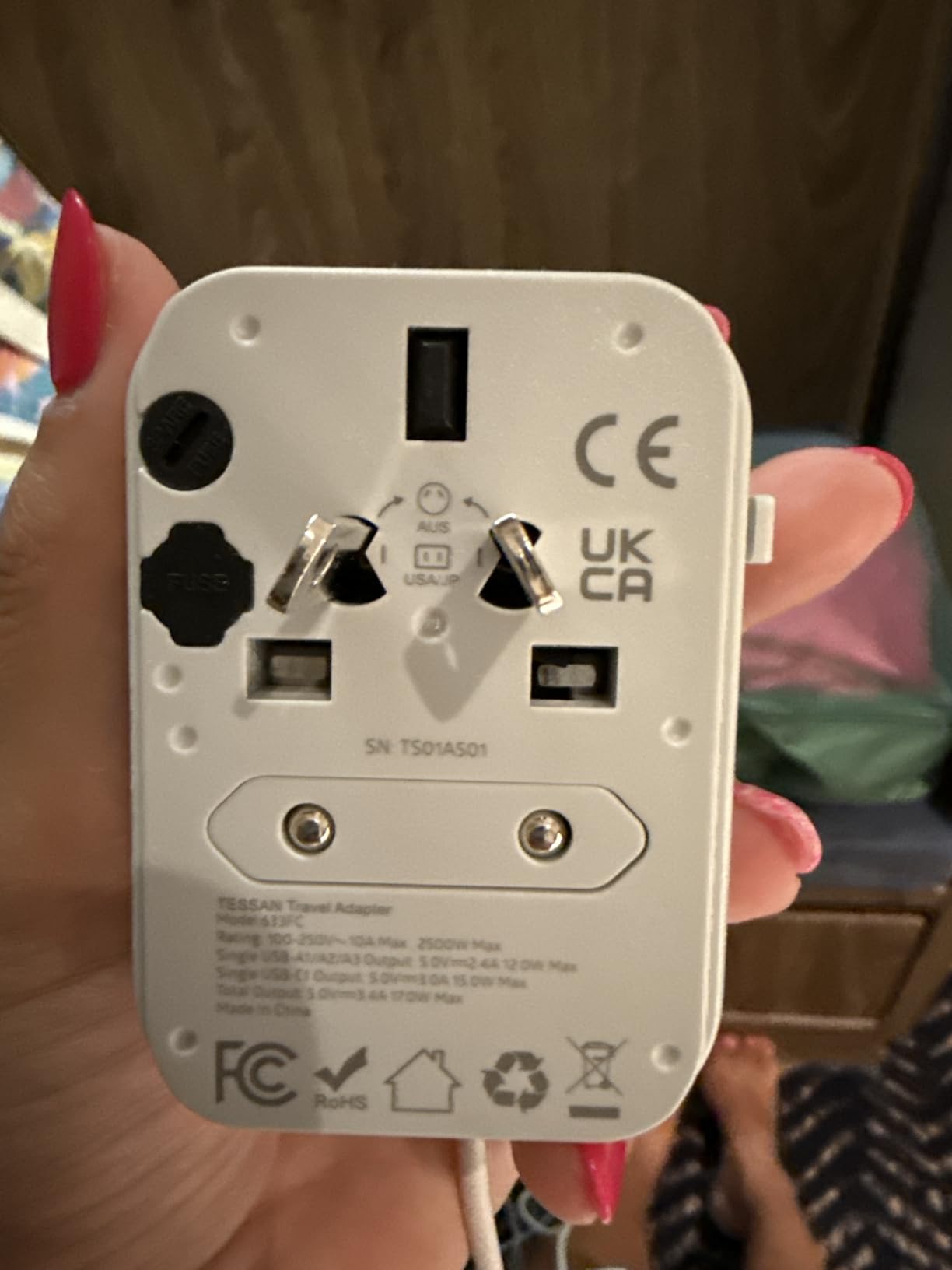 TESSAN Universal Travel Adapter, International Power Adapter with 2 USB C 2 USB A Ports, Travel Plug Adaptor Worldwide for US to Europe UK Italy Ireland Australia France Germany(Type C G A I) customer photo 1