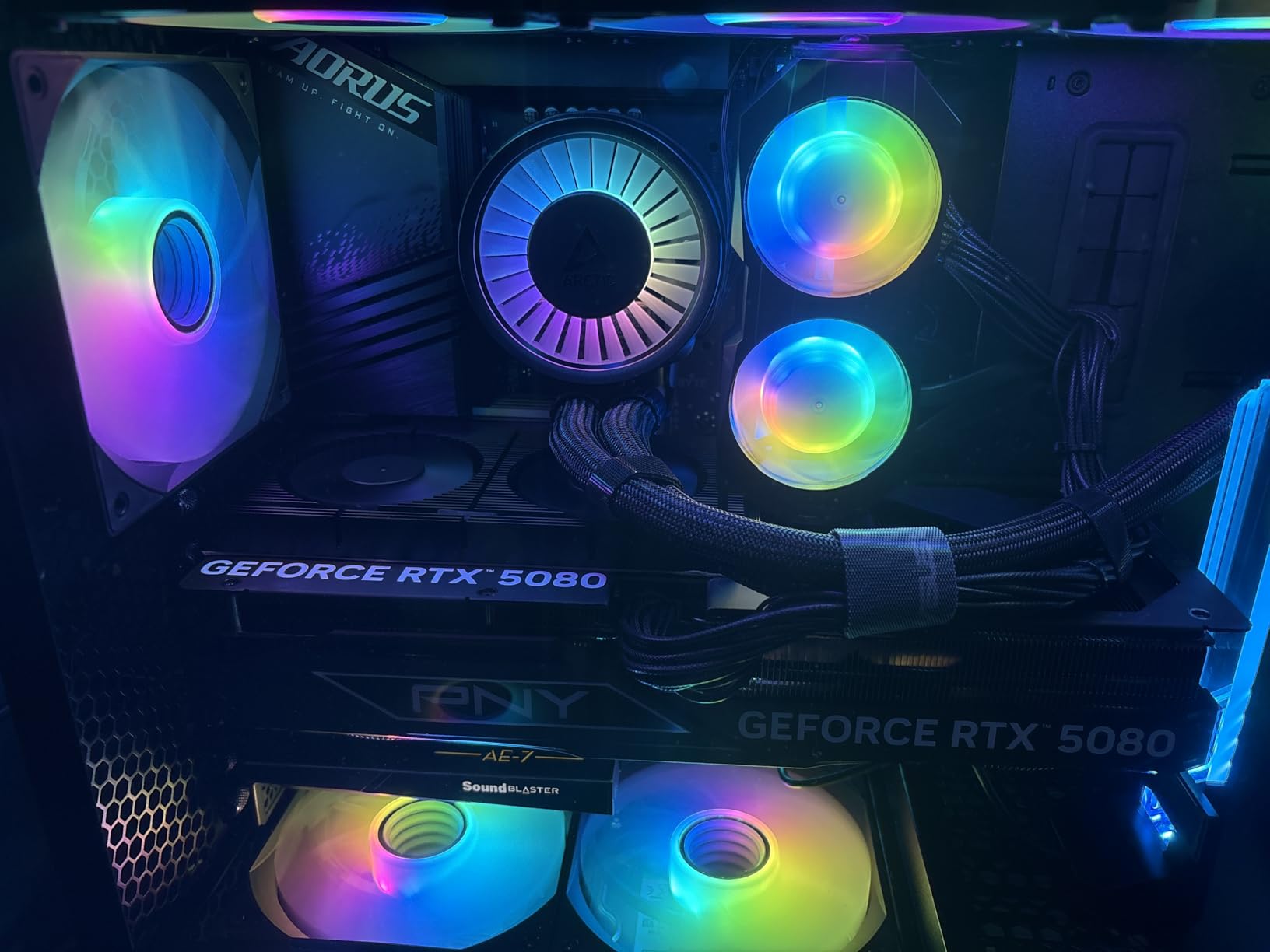 GPU Backplate Memory Radiator Aluminum Heatsink Cooler with Dual 70mm 4Pin PWM Cooling Fan and 1.2mm 7W Thermal Pad for Graphics Card RTX 3090 customer photo 2