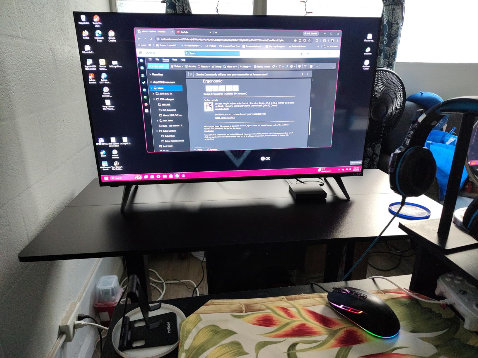 ErGear Height Adjustable Electric Standing Desk, 48 x 24 Inches Sit Stand up Desk, Memory Computer Home Office Desk, Black customer photo 1