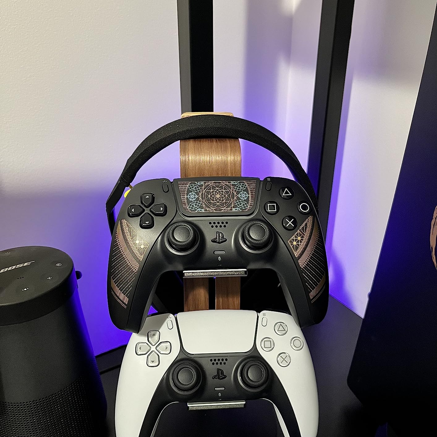Controller and Headset Holder, Aluminum and Wood Gaming Controller & Headphone Stand for PS5 PS4 Xbox One Nintendo Switch, Universal Desk Game Accessories customer photo 2