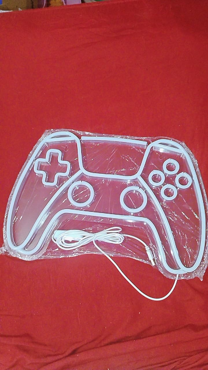 Gamer Neon Sign, Gamepad Shaped LED Neon Sign for Gamer Room Decor, Gaming Neon Sign for Boys Room Decor, Neon Gaming Sign for Gaming Wall Decor, USB Powered Gamer Gifts for Teens, Boys, Kids customer photo 2