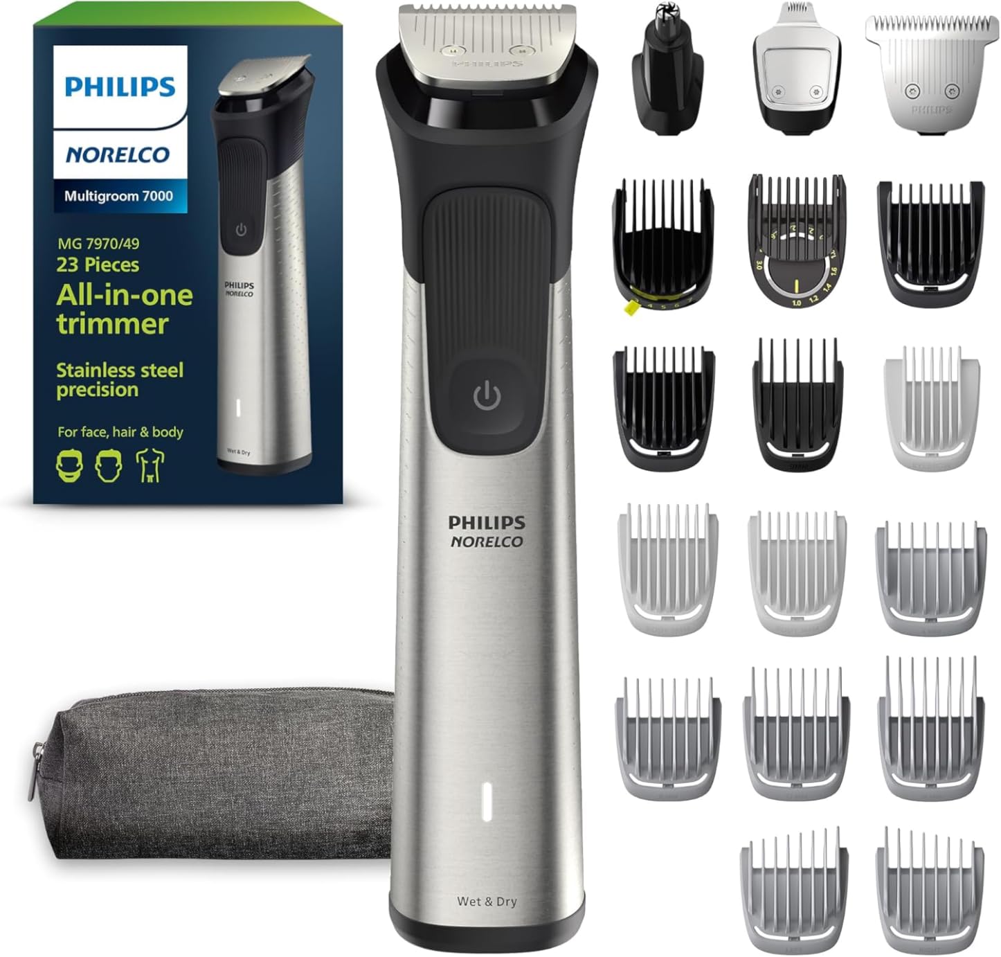 Norelco Philips Multigroom 7000 Series, All-in-One Trimmer, Beard Trimmer and Hair Clipper, 19-Piece Men's Grooming Kit for Beard, Head, Hair, Body, and Face, Soft Pouch, MG7910/49 customer photo 1