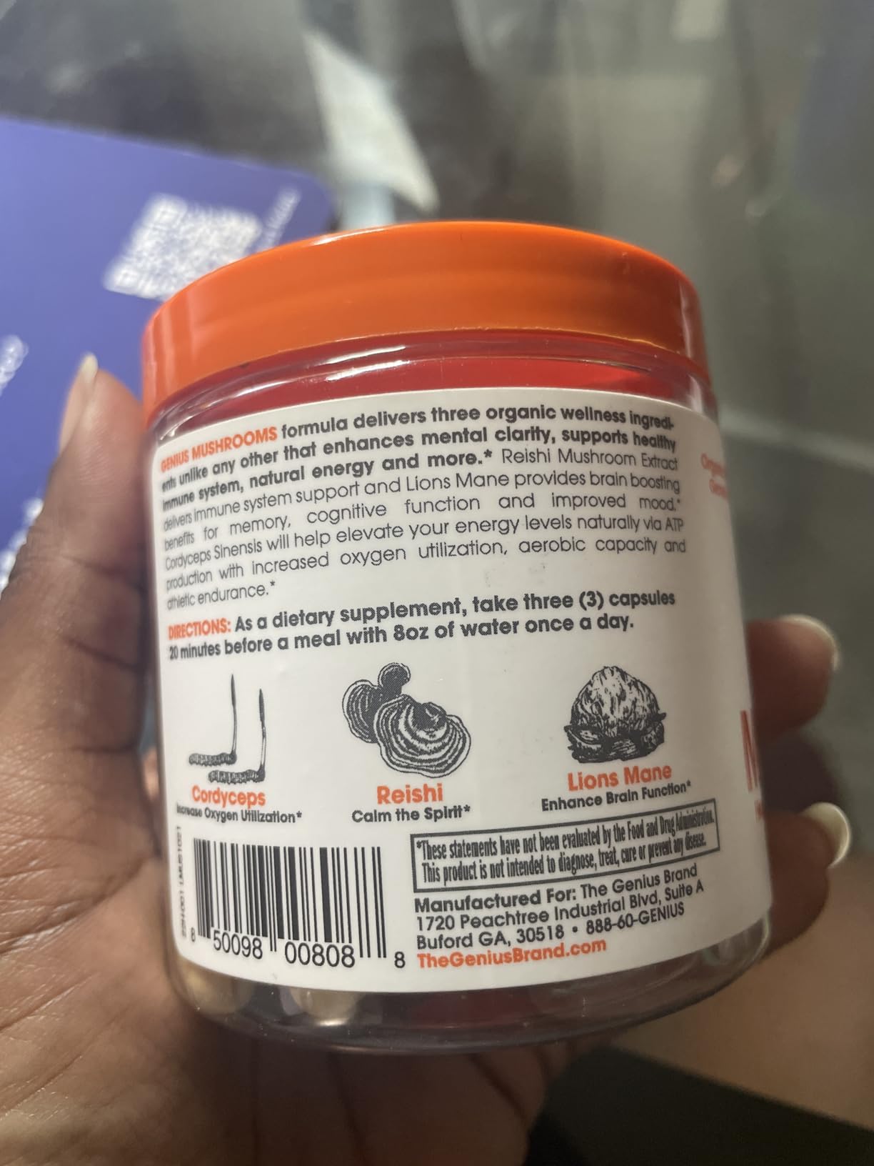 Genius Mushroom Supplement - Full-Spectrum Lion's Mane, Cordyceps, Reishi -Daily Brain Nootropic for Energy, Focus, Memory & Overall Wellness - 180 Capsules - Organic for Mental Clarity & Performance customer photo 2
