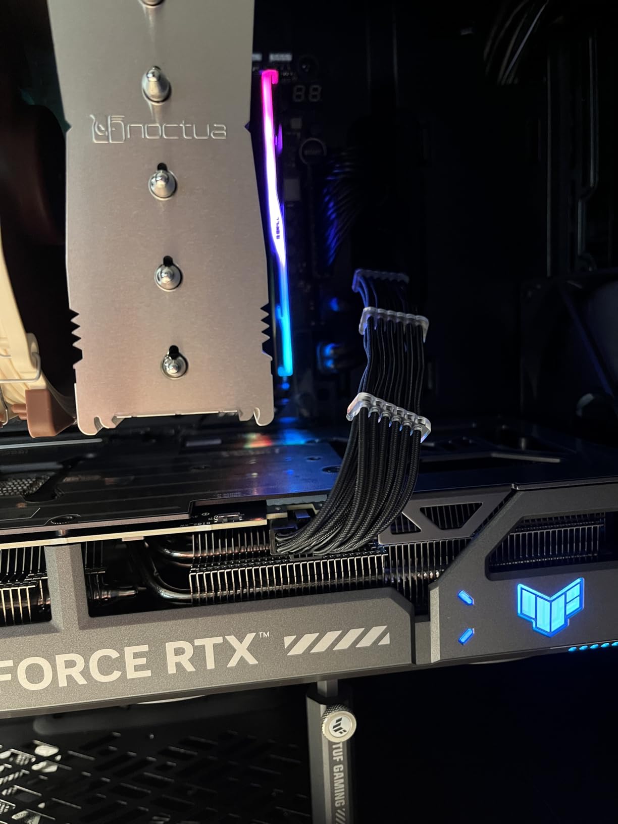 Fasgear 600W PCIe 5.0 12VHPWR GPU Power Cable 70cm - 16pin (12+4) Connector for RTX 5070 Ti 4070 4080 4090 to 2x8pin (4+4) Male Plugs Sleeved Cord for Corsair/Great Wall/Thermal-take Modular PSU customer photo 1