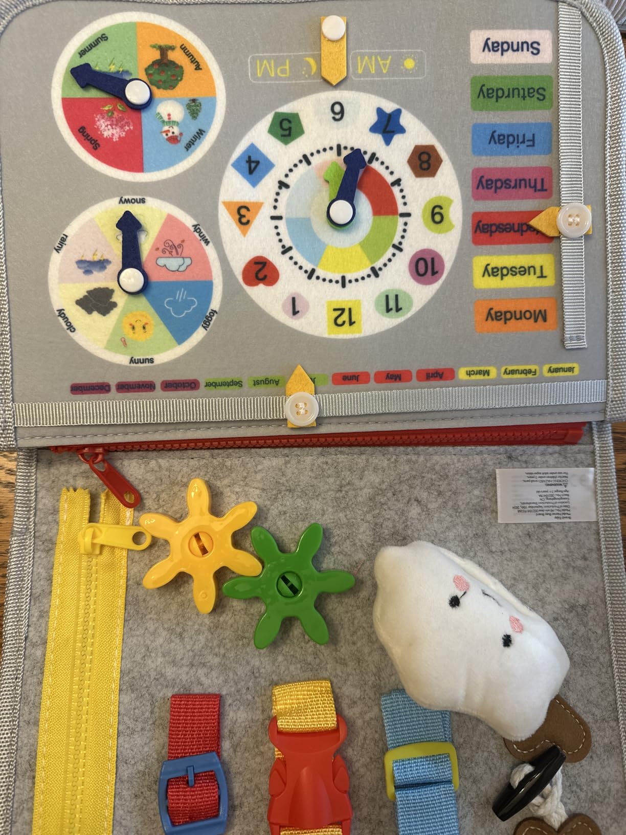 Esjay Toddler Busy Board Montessori Toys for Boys, Sensory Book Educational Activities for Learning Fine Motor Skills, Birthday Gifts for Boys Toddlers, Travel Toys for Airplane Car, Blue Dinosaur customer photo 2