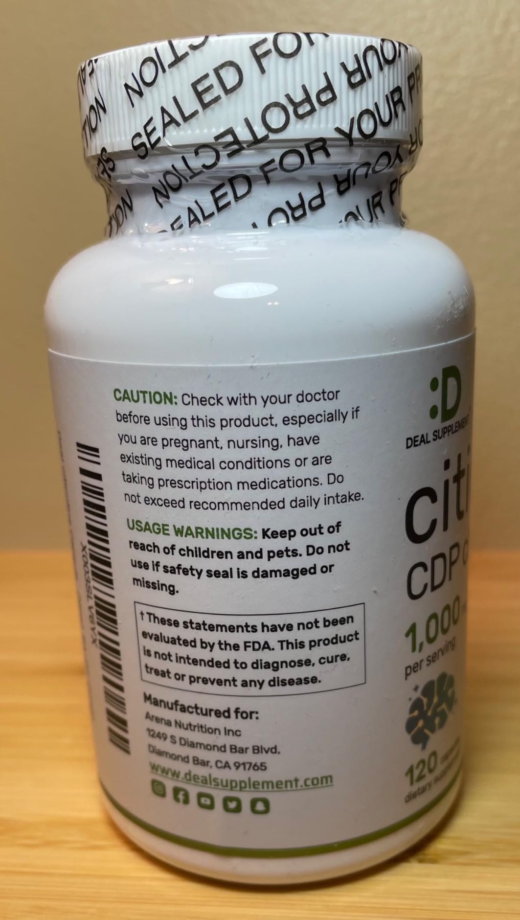 Citicoline CDP Choline, 1,000mg Per Serving, 120 Capsules - Extra Strength Choline Supplements - Nootropic B Vitamin Properties - Promotes Brain Health, Memory, & Focus - Non-GMO customer photo 1