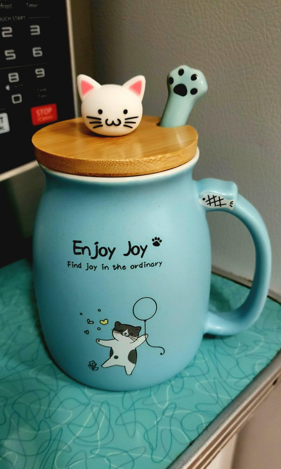 Bsigo Coffee Mug Warmer & Cute Cat Mug Set, Candle Mug Warmer for Home & Office, Electric Smart Coffee Warmer for Desk, Beverage Tea Coffee Cup Warmer with 3-Temp Settings, 8H Auto Shut Off, Blue customer photo 2