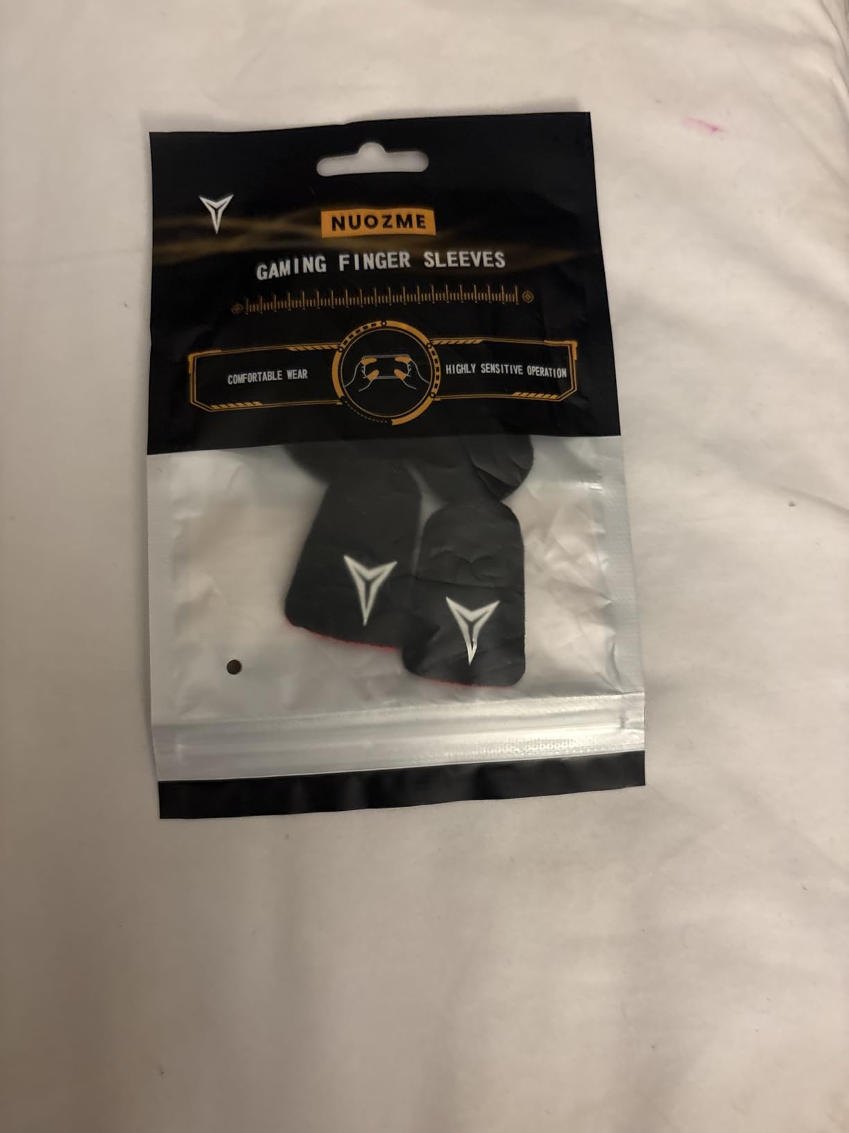 6 Pack Mobile Phone Gaming Finger Sleeves, Nuozme Finger Sleeves Compatible with All Touchscreen Devices, 0.15mm Superconducting Nanofibers, Smooth Feel, Anti-Sweat, Extremely Thin, Red Edge customer photo 1