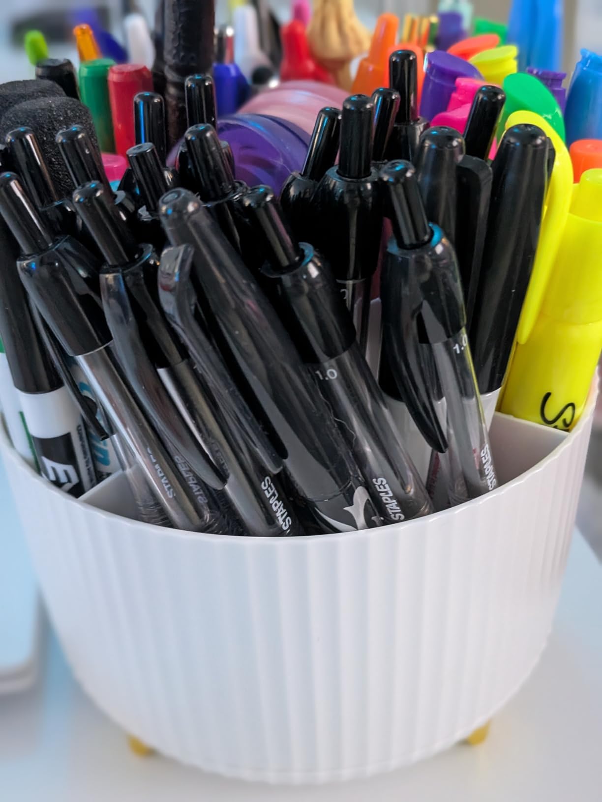 Marbrasse Desk Organizer, 360-Degree Rotating Pen Holder, Desk Organizers and Accessories with 5 Compartments Pencil Holder, Art Supply Storage Box Caddy for Office, Home customer photo 1