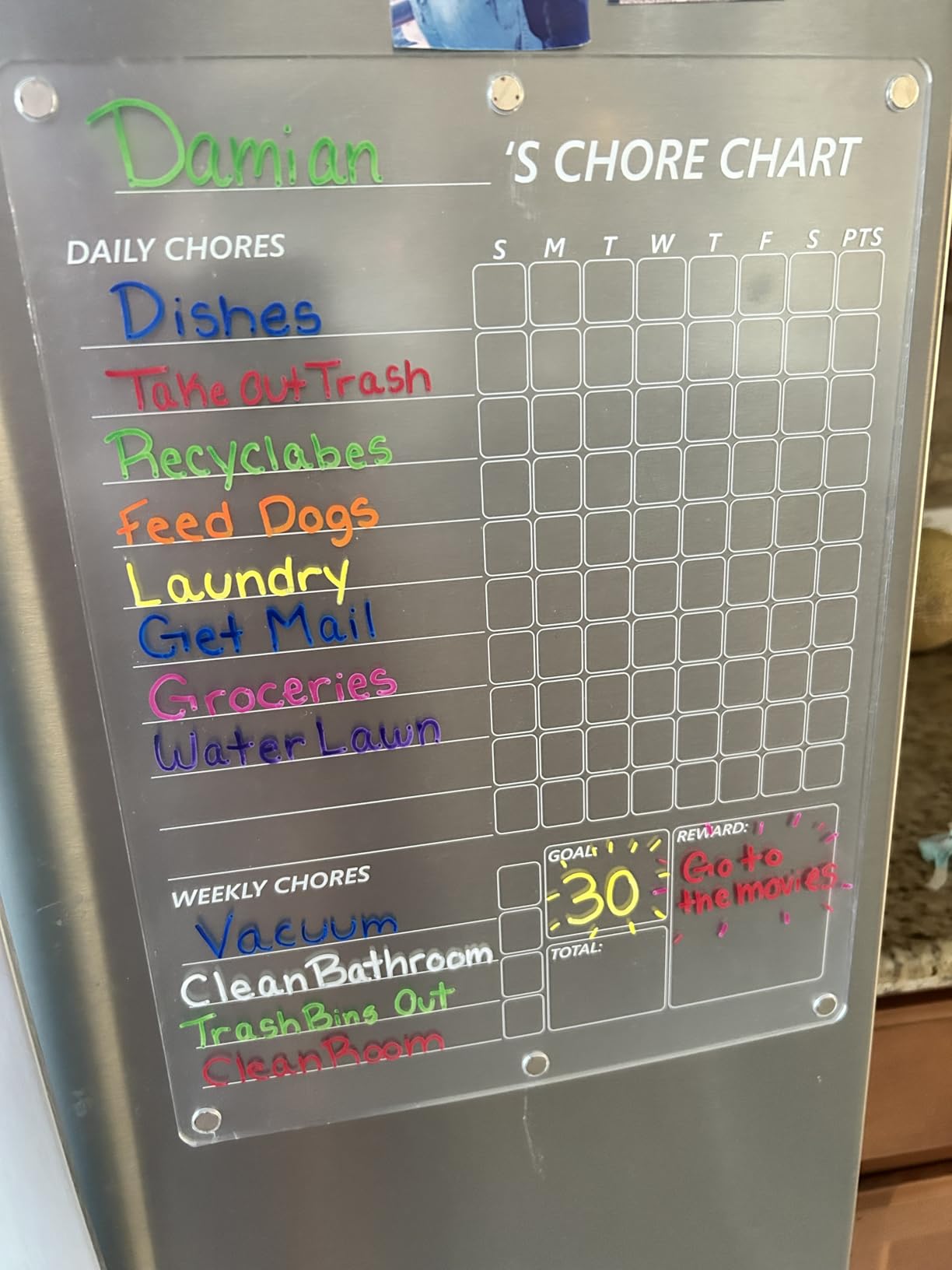 Acrylic Magnetic Meal Planner Menu Board for Kitchen Fridge w/ 8 Markers, Clear Refrigerator Weekly Dry Erase Calendar Planning Noteboard to Do/Grocery/Shopping List/Chore Chart/, 12