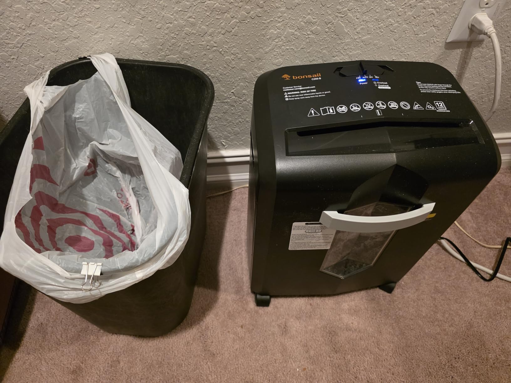 Bonsaii 12-Sheet Micro Cut Shredders for Home Office, 60 Minute P-4 Security Level Paper Shredder for CD, Credit Card, Mails, Staple, Clip, with Jam-Proof System & 4.2 Gal Pullout Bin C266-B customer photo 1