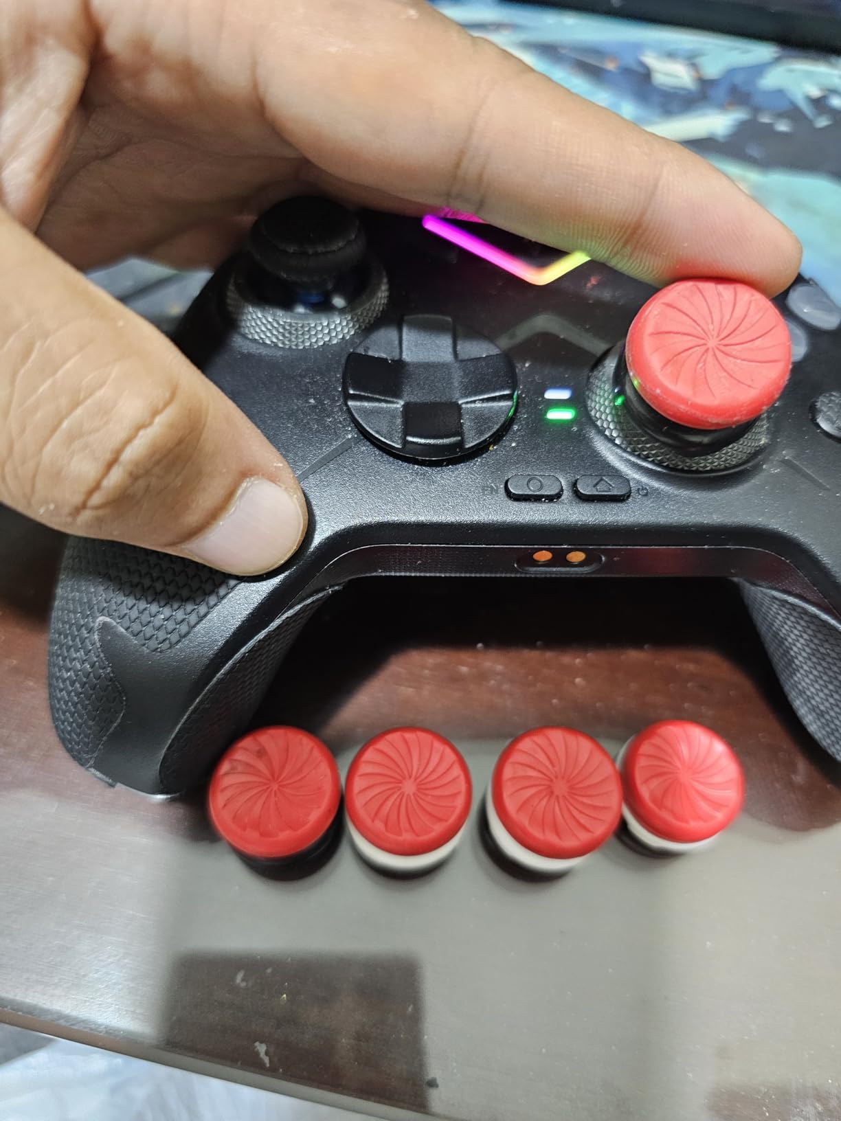 KontrolFreek FPS Freek Inferno for PlayStation 4 (PS4) and PlayStation 5 (PS5) Controller | Performance Thumbsticks | 1 High-Rise, 1 Mid-Rise | Red/White customer photo 2