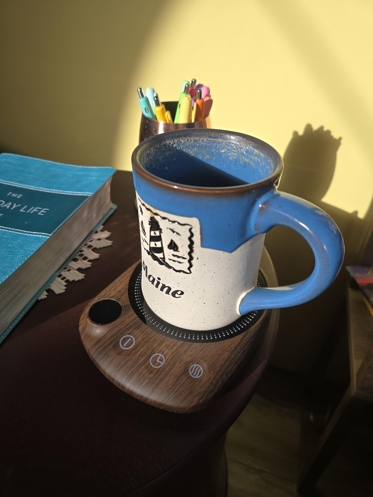 Coffee Mug Warmer - Fastest Heating & Highest Temperature, Coffee Cup Warmer for Desk Auto Shut Off, 4 Temp Settings & 1-12H Timer, Smart Electric Beverage Warmer for Coffee, Tea (Black) customer photo 1