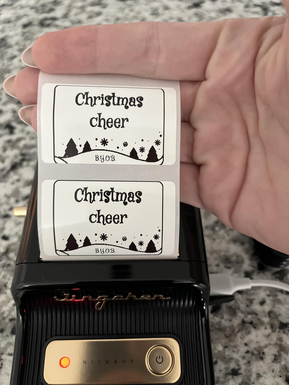 B21 Label Maker, Thermal Label Printer, Portable Inkless Label Makers for Home/Office/Business, with 1 Pack 50x30mm White Label, Compatible with iOS & Android, (White) customer photo 2