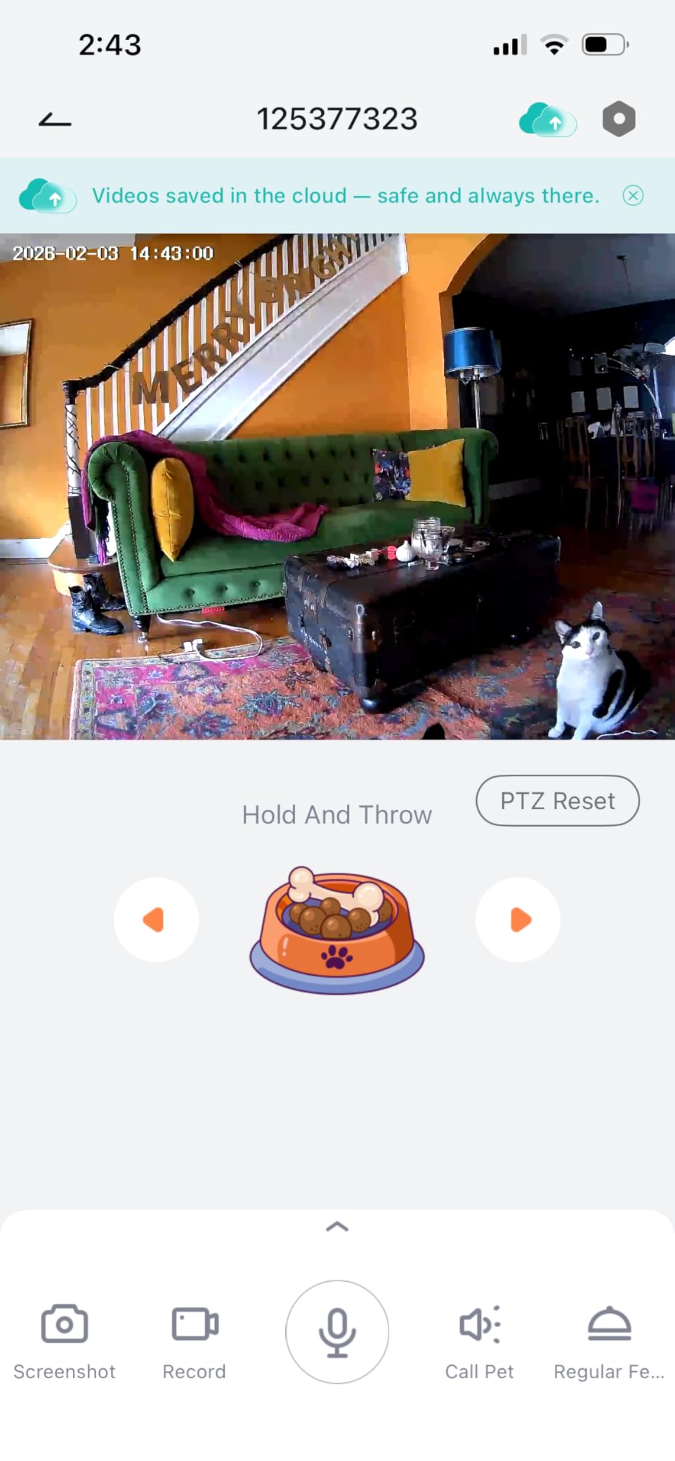 2K Pet Camera Treat Dispenser, 360deg View Dog Camera with Phone App, 5G&2.4G WiFi 2-Way Talk Pet Cam Indoor for Cats Remote Treat Tossing, Motion Alerts, Auto Tracking customer photo 1