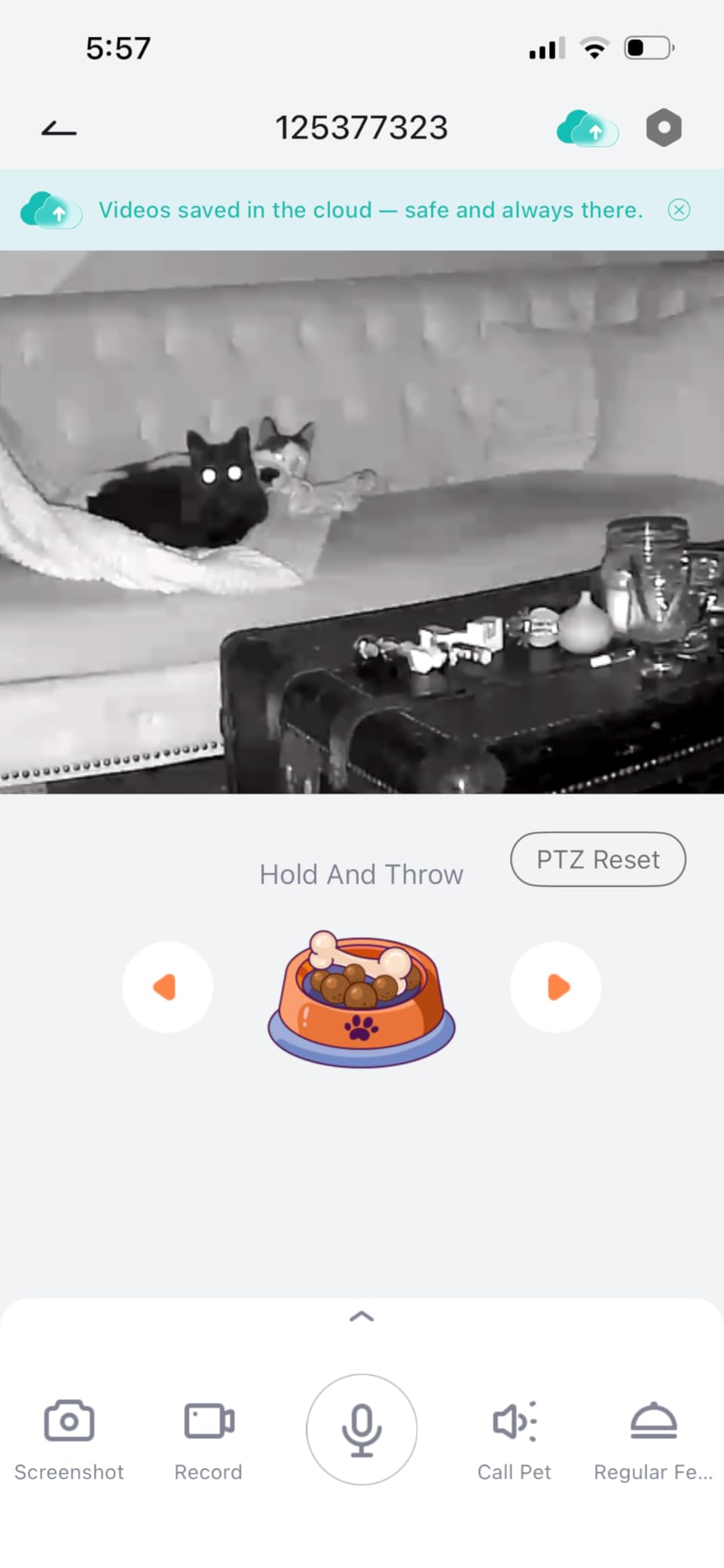 2K Pet Camera Treat Dispenser, 360deg View Dog Camera with Phone App, 5G&2.4G WiFi 2-Way Talk Pet Cam Indoor for Cats Remote Treat Tossing, Motion Alerts, Auto Tracking customer photo 2