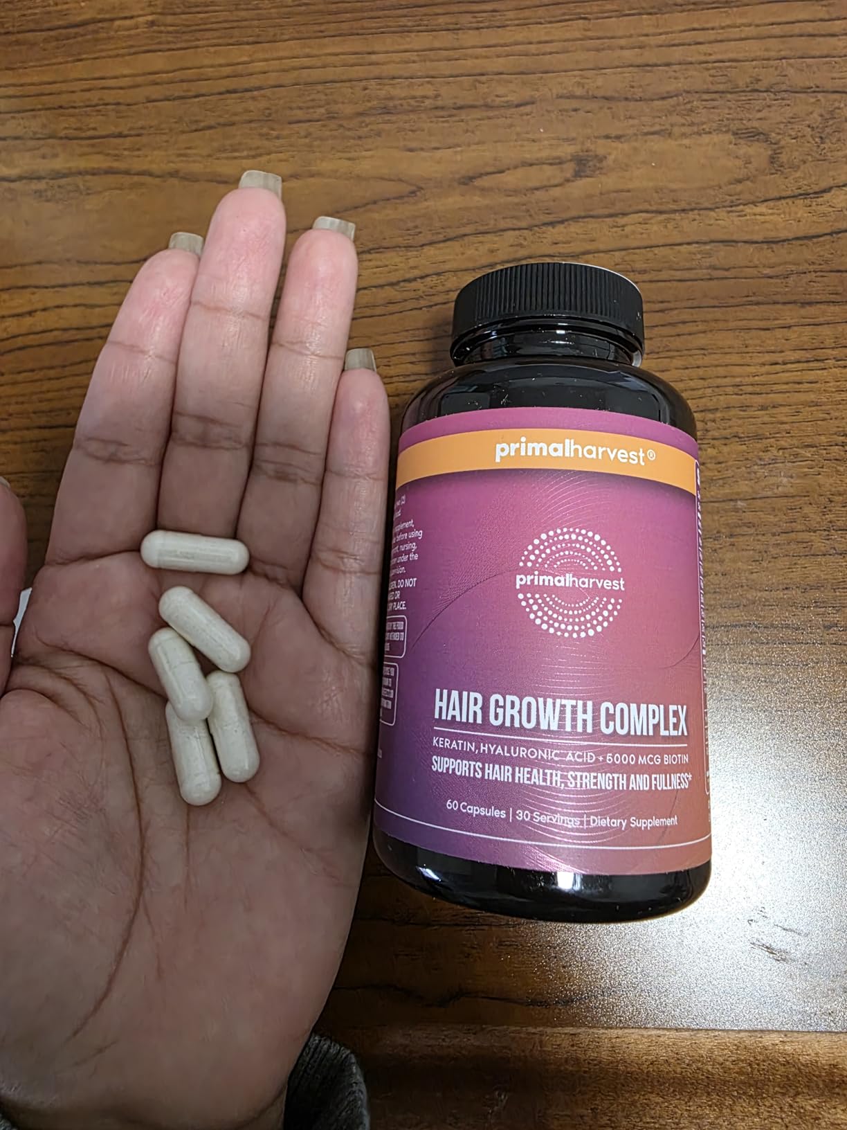 Primal Harvest Hair Growth Vitamins, Hair Growth for Women & Men - 60 Hair Growth Pills, Natural Hair Thickening Products with Biotin & Zinc customer photo 2