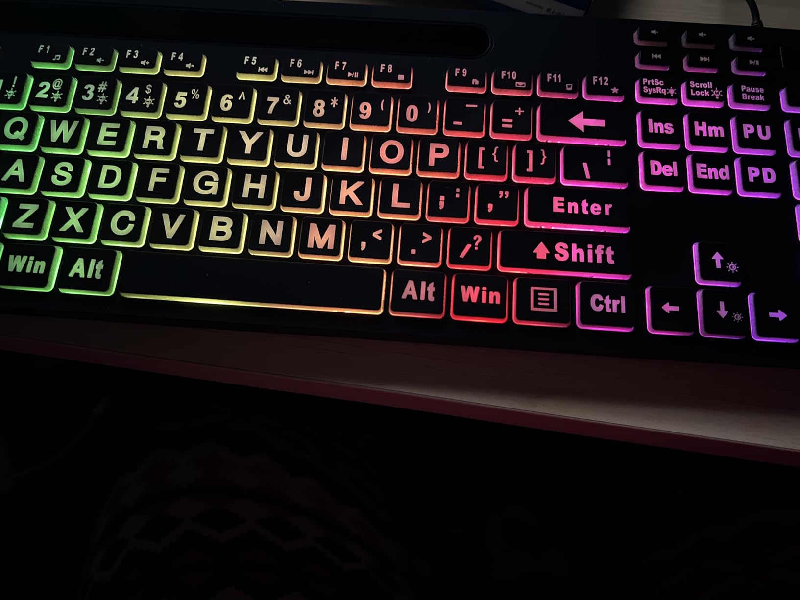 MARVO Large Print Backlit Keyboard, WK712 Wired Computer Keyboards with 7 Colors & 11 Modes Backlight, Tablet Phone Holder and Quiet Light Up Keys, Full-Size Gaming Keyboard for Windows, Mac customer photo 1