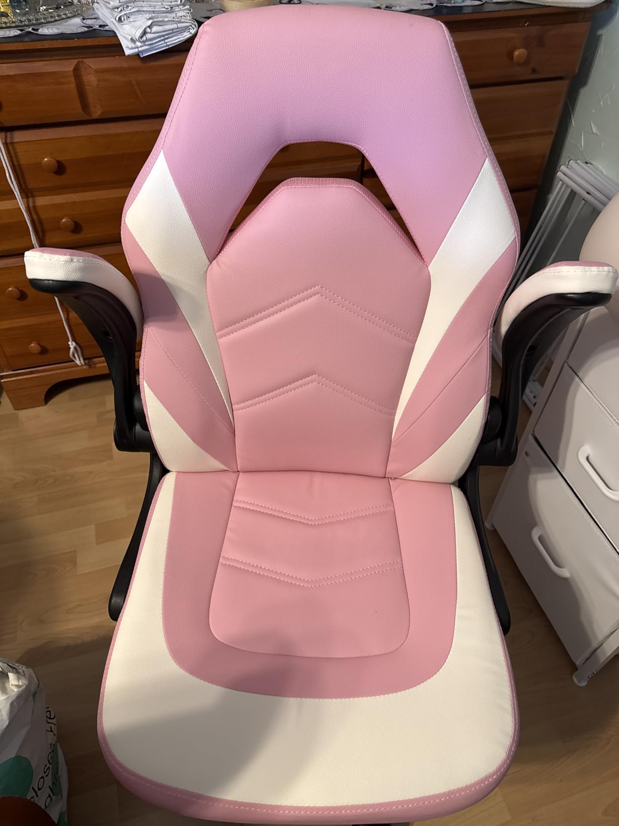 Sweetcrispy Computer Gaming Desk Chair - Ergonomic PU Leather with Comfy Lumbar Support, Height Adjustable Rolling Desk with Flip-up Armrests, for Home and Office customer photo 2