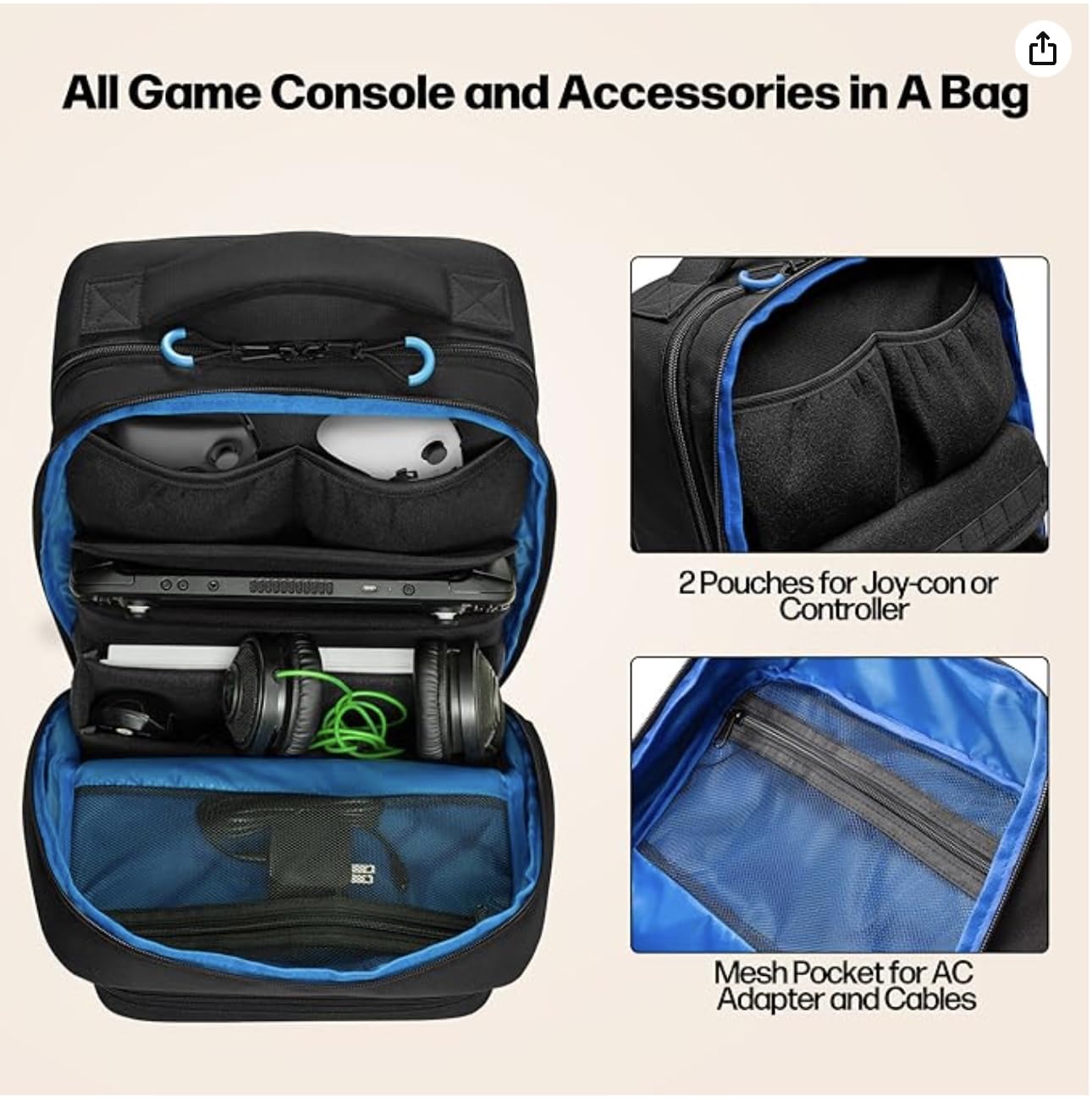 Carrying Backpack Compatible with Steam Deck, Travel Case Bag with Separate Game Cards Holder, Multi-Pockets For Game Headset, Docking Station, Controllers and More (Patent Design) customer photo 2