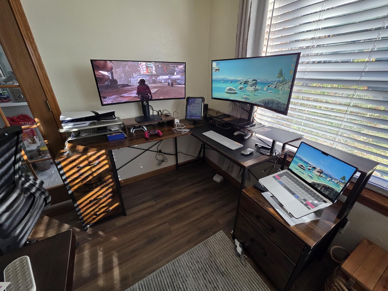 SEDETA L Shaped Desk with 6 Drawer, 108