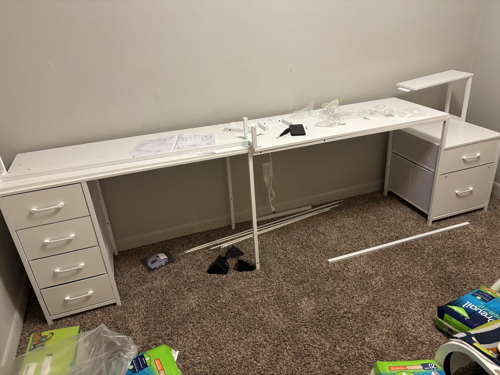 SEDETA L Shaped Desk with 6 Drawer, 108